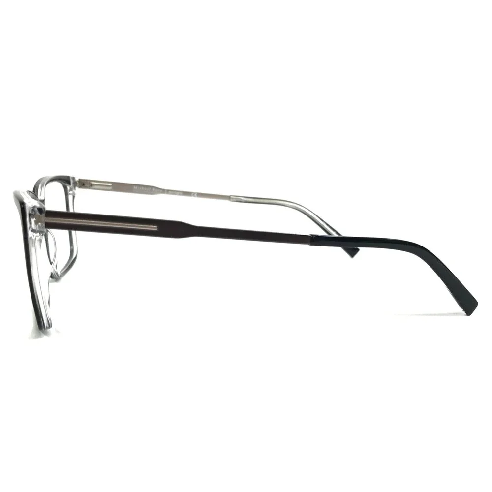 Michael Ryen Eyeglasses Frames MR-424 C2 Black Silver Clear Rectangle 54-17-145